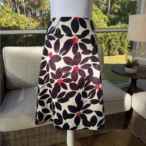 Talbots Navy and White Floral A-Line Skirt - Size 8